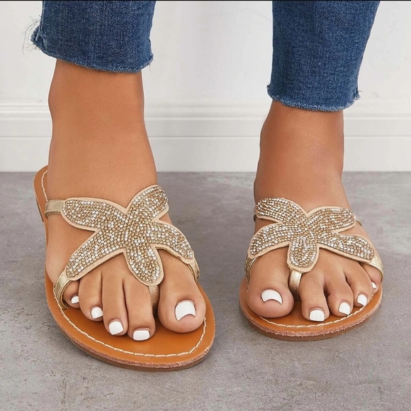 Tinstree | Shoes | Nwt Tinstree Starfish Blingy Sandals In Gold | Poshmark